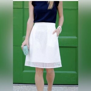 NWOT Ann Taylor Eyelet A Line Skirt Fully Lined White in Color Size 0 MSRP $98